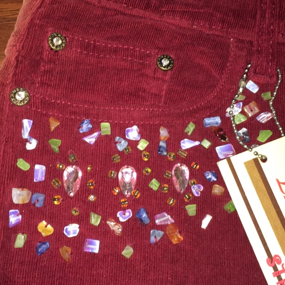 Boutique Burgundy Corduroy Flare Jeans - Picture 3 of 11